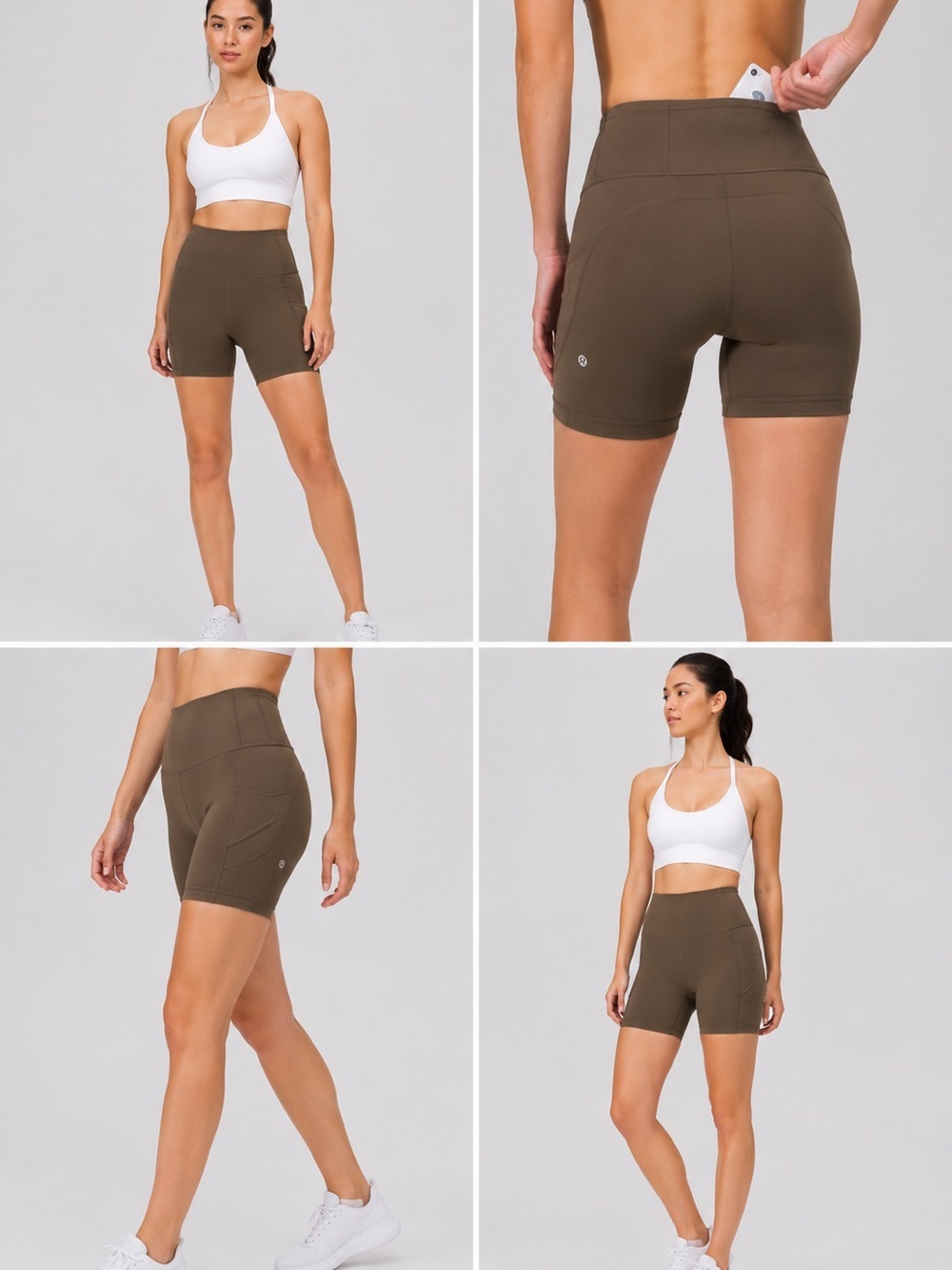lululemon athletica High-Rise Olive Green Bike Shorts with Back Pocket
